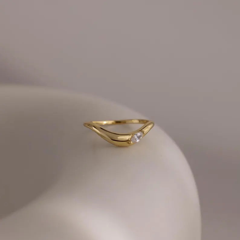 Marquise Diamond Curve Ring